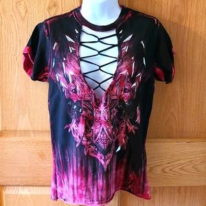 NWOT SEXY AFFLICTION DEEP VNECK SHIRT
